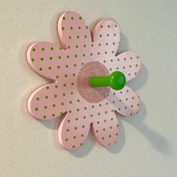 💕Pink Polka Dot Daisy Wall Peg Hook - Picture 3 of 4